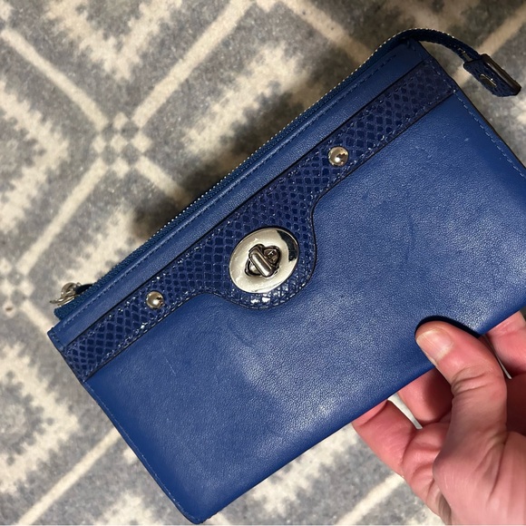 Coach cobalt Blue Wristlet Clutch with Silver Accents new - Picture 12 of 15